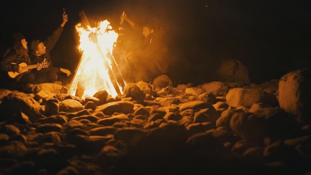 Video Reference: Fire, Heat, Flame, Bonfire, Sky, Campfire, Atmosphere, Night, Event, Rock
