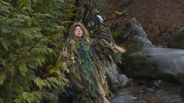 Video Reference: Nature, Lady, Tree, Old-growth forest, Forest, Woodland, Outerwear, Plant, Photography, Rainforest