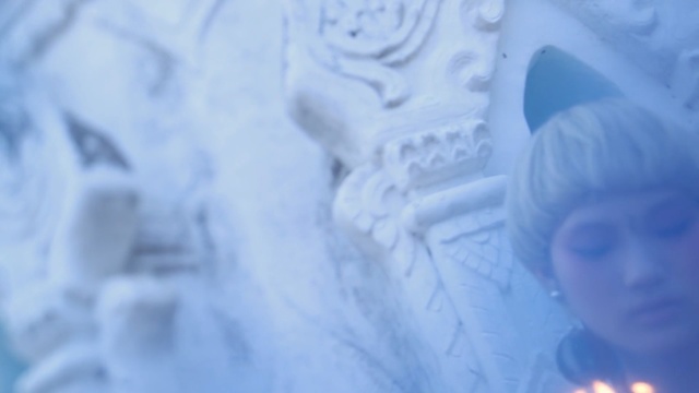 Video Reference: blue, white, photograph, freezing, ice, water, close up, sky, winter, ice hotel