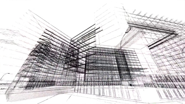 Video Reference: Architecture, Sketch, Line, Drawing, Building, Black-and-white, Facade, Urban design, Parallel, Technical drawing