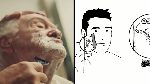 Video Reference: face, facial expression, nose, facial hair, head, forehead, chin, human, art, cheek, Person