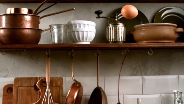 Video Reference: Shelf, Pot rack, Furniture, Shelving, Copper, Room, Metal, Tableware, Wood, Interior design, Person