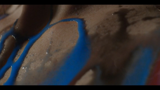 Video Reference: blue, nose, close up, mouth, arm, finger, hand, human body, jaw, water