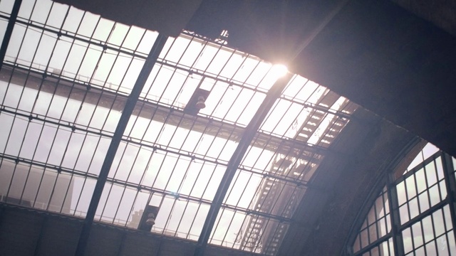 Video Reference: Ceiling, Iron, Daylighting, Light, Architecture, Metal, Daytime, Sky, Line, Material property