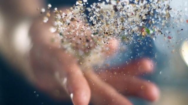 Video Reference: Water, Hand, Close-up, Glitter, Liquid bubble, Macro photography, Finger, Organism, Drop, Photography, Person