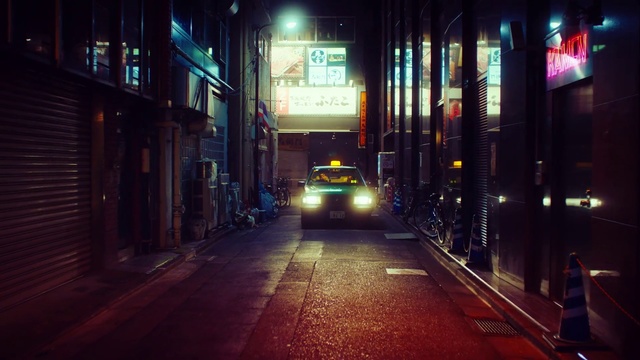 Video Reference: Alley, Street, Night, Urban area, Lane, Road, Street light, Light, Town, Metropolitan area