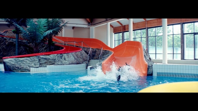 Video Reference: Water, Water park, Swimming pool, Leisure centre, Leisure, Fun, Recreation, Amusement park, Sky, Park, Person