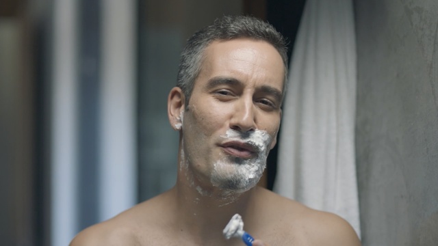 Video Reference: Hair, Face, Facial hair, Head, Chin, Male, Moustache, Beard, Barechested, Neck