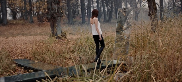 Video Reference: tree, path, grass, forest, grass family, girl, plant, woodland, winter, trunk