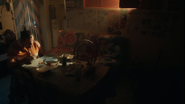 Video Reference: darkness, night, lighting, restaurant, table, art, event, midnight, Person