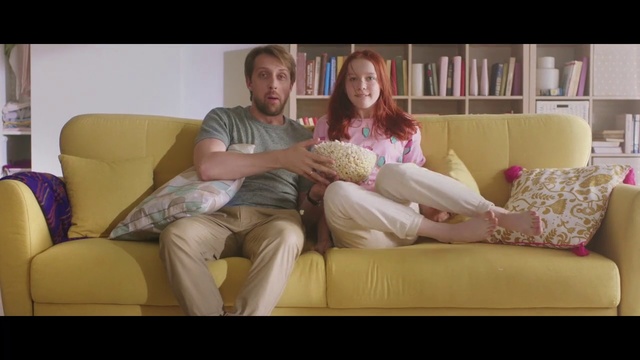 Video Reference: Hair, Couch, Blond, Sitting, Thigh, Leg, Fun, Snapshot, Mouth, Room