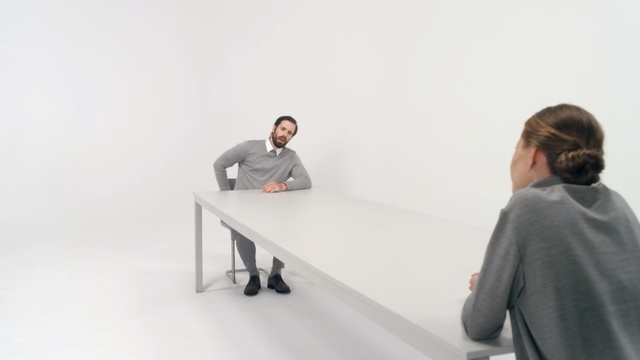 Video Reference: Table, Standing, Sitting, Furniture, Conversation, Design, Desk, Architecture, Office, White-collar worker