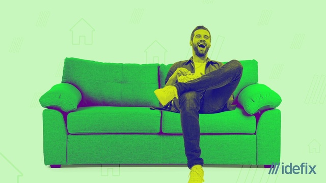 Video Reference: Green, Couch, Yellow, Furniture, Sitting, Cartoon, Illustration, Animation, Chair, Art