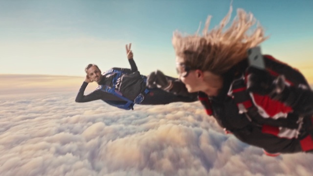 Video Reference: Parachuting, Sky, Air sports, Parachute, Fun, Extreme sport, Cloud, Tandem skydiving, Happy, Atmosphere