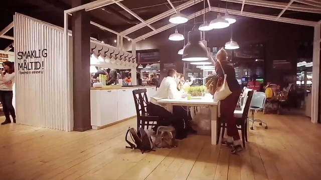 Video Reference: Building, Café, Interior design, Flooring, Coffeehouse, Floor, Room, Table, Furniture, Restaurant, Person