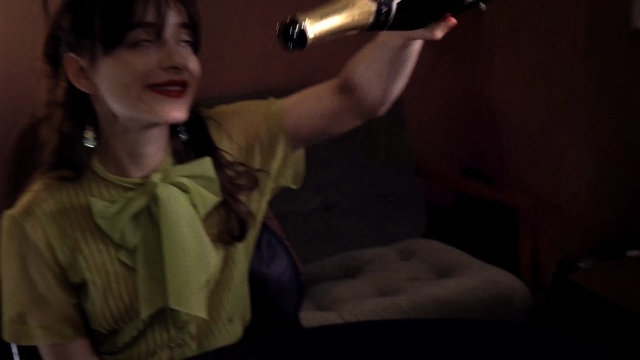 Video Reference: audio, darkness, girl, mouth, audio equipment, midnight, fun, screenshot