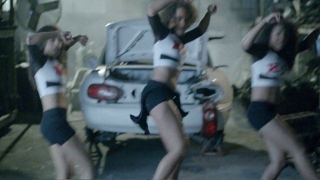 Video Reference: car, sport venue, vehicle, girl, physical fitness, Person