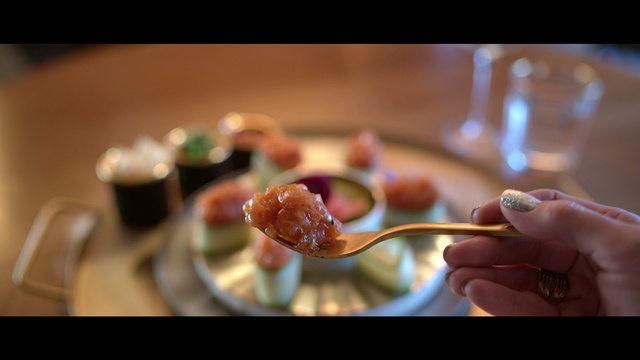 Video Reference: Food, Dish, Cuisine, Hand, Ingredient, Meal, Comfort food, Indoor, Table, Plate, Cake, Small, Photo, Sitting, Fork, Close, Glass, Wooden, Holding, White, Dessert, Fast food, Delicious, Chocolate, Coffee, Fruit
