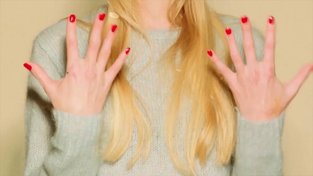 Video Reference: Hair, Skin, Nail, Blond, Finger, Pink, Beauty, Hand, Lip, Long hair, Person