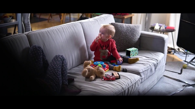Video Reference: Couch, Child, Play, Comfort, Furniture, Room, Toddler, Sofa bed, Sitting, Companion dog