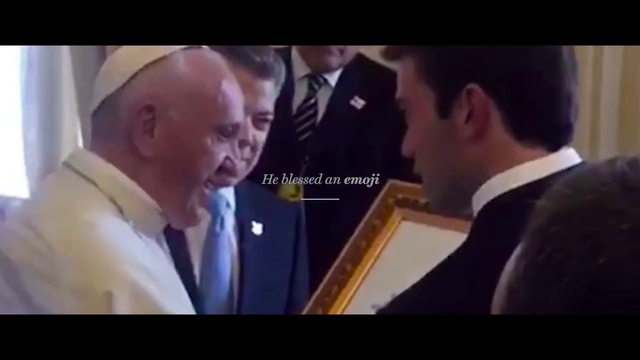 Video Reference: Suit, Formal wear, Event, Ceremony, Pope, Tuxedo, Speech, Official, Conversation, Gesture