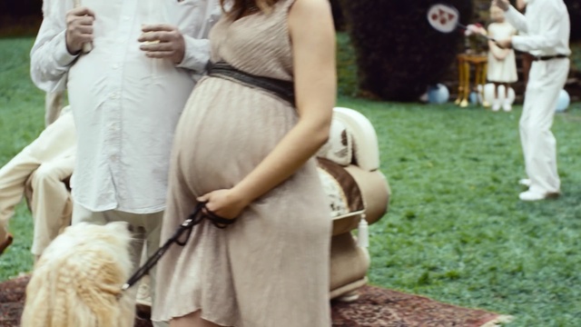 Video Reference: pregnant, white, photograph, shoulder, joint, fashion, gown, girl, trunk, Person