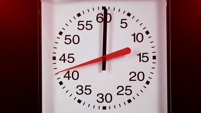 Video Reference: clock, timepiece, analog clock, time, wall clock, hour, minute, timer, deadline, alarm, watch, pointer, minute hand, second, dial