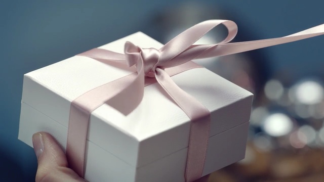 Video Reference: Ribbon, Present, Gift wrapping, Party favor, Wedding favors, Box, Pink, Material property, Paper