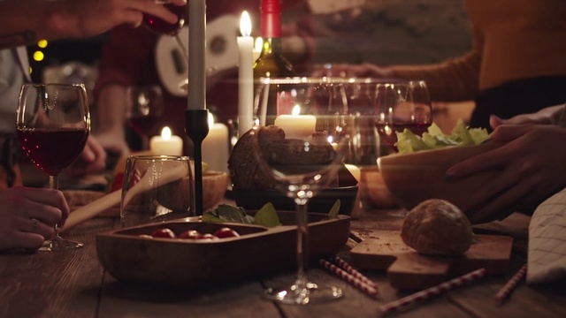 Video Reference: Restaurant, Meal, Dinner, Food, Table, Cuisine, Wine glass, Supper