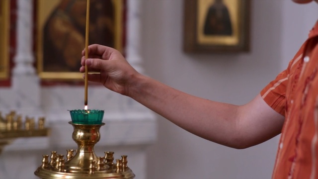 Video Reference: Hand, Metal, Brass, Pray, Candle, Finger, Ritual, Interior design, Person