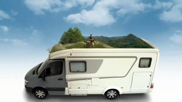 Video Reference: car, vehicle, land vehicle, motor vehicle, recreational vehicle, transport, van, mode of transport, travel trailer, automotive exterior