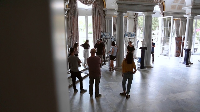 Video Reference: Tourist attraction, Architecture, Visual arts, Lobby, Building, Art, Column, Floor, Art gallery, Tourism
