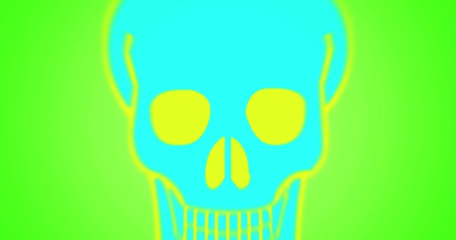 Video Reference: Green, Yellow, Bone, Turquoise, Illustration, Skull, Font, Graphics, Graphic design, Smile