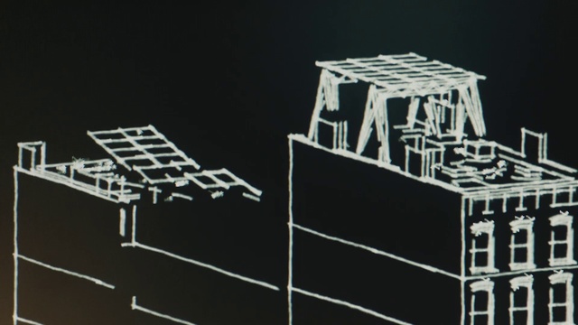 Video Reference: Architecture, Line, Design, 3d modeling, Font, Black-and-white, Urban design, Space, Table, Facade