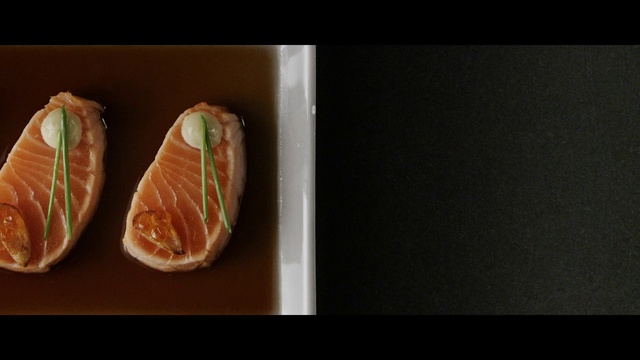 Video Reference: Food, Dish, Cuisine, Ingredient, Produce, Salmon, Comfort food, Still life photography