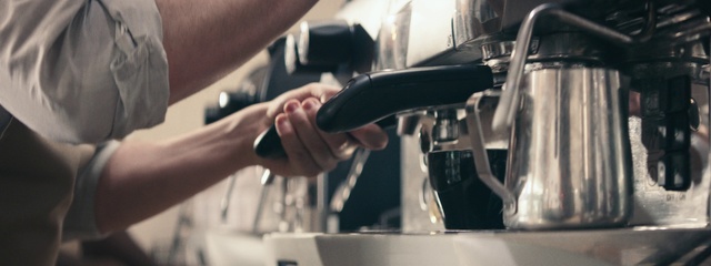 Video Reference: Espresso machine, Small appliance, Barista, Hand, Portafilter, Home appliance, Coffeemaker