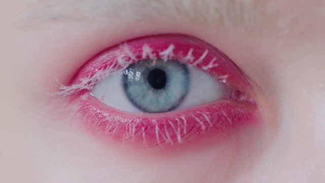 Video Reference: eyebrow, lip, eye, pink, eyelash, close up, cheek, mouth, macro photography, iris
