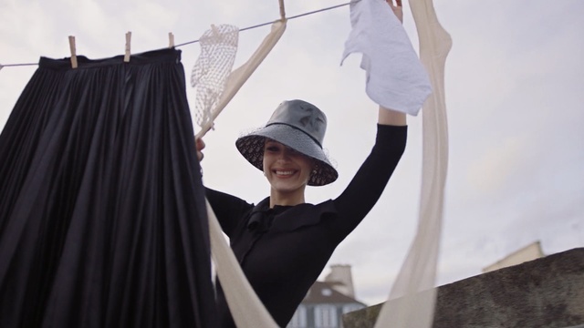 Video Reference: White, Shoulder, Fashion, Dress, Textile, Fashion design, Room, Photography, Interior design, Style