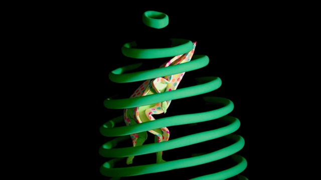 Video Reference: Green, Coil spring, Light, Christmas tree, Neon, Christmas decoration, Interior design, Neon sign