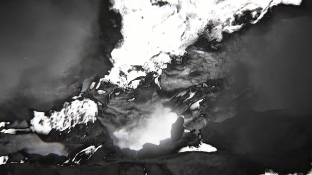 Video Reference: black and white, monochrome photography, geological phenomenon, photography, sky, monochrome, water, mountain, ice, smoke