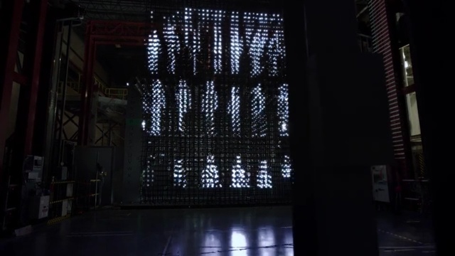 Video Reference: Light, Architecture, Lighting, Darkness, Technology, Led display, Electronic signage, Symmetry, Display device, Glass, Person