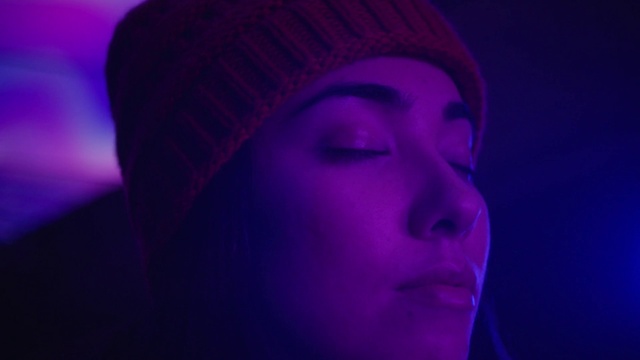 Video Reference: Violet, Blue, Purple, Face, Head, Electric blue, Light, Lip, Pink, Magenta