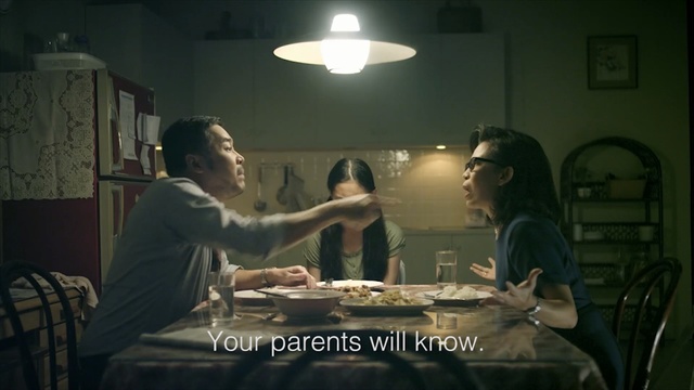 Video Reference: darkness, screenshot, conversation, film, scene, midnight, restaurant, Person