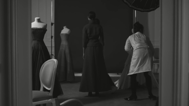 Video Reference: photograph, black, dress, black and white, monochrome photography, lady, snapshot, photography, standing, gown, Person