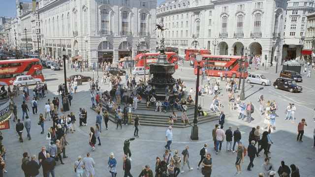 Video Reference: town square, tourist attraction, city, pedestrian, plaza, crowd, tourism, recreation, street, Person