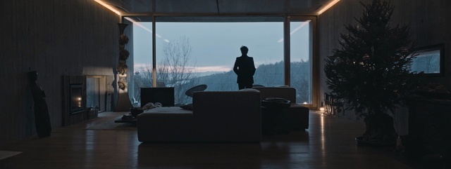 Video Reference: light, architecture, darkness, lighting, window, reflection, tourist attraction, house, interior design, sky, Person