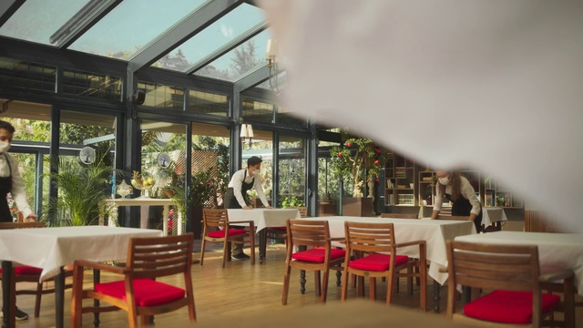 Video Reference: Restaurant, Building, Property, Interior design, Café, Room, Architecture, Table, Real estate, Furniture