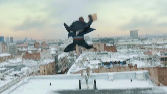 Video Reference: Roof, Winter, City, Snow, Urban design, Extreme sport, Building, World, Person