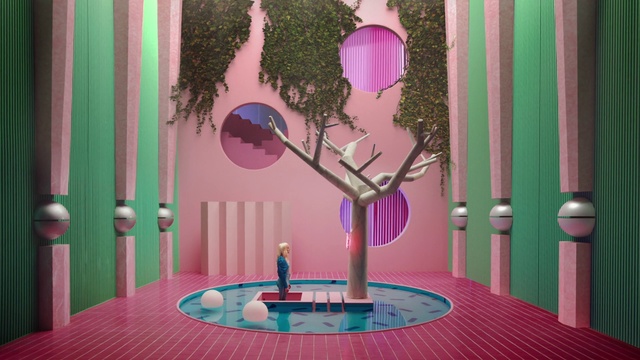 Video Reference: Pink, Green, Purple, Violet, Magenta, Tree, Turquoise, Decoration, Interior design, Room