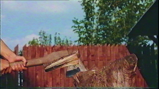 Video Reference: Wood, Tree, Tree stump, Trunk, Roof, Wood chopping